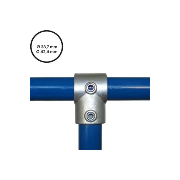 Konstrukční fitinka, spojka ocelových trubek pr. 33,7 mm | pr. 42,4 mm – redukční odbočka 101-B34/C42